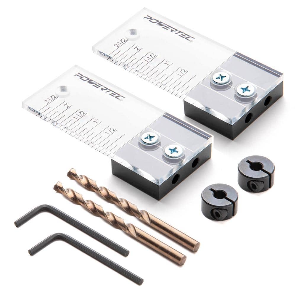 POWERTEC Dowel Drilling Jig w/Depth Scale 1/4in. Laser Cut Alignment