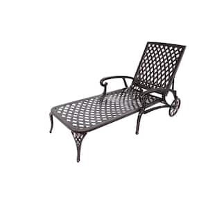 1-Piece Aluminum Adjustable Outdoor Chaise Lounge Reclining Chair with Wheels