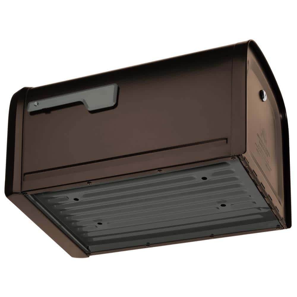 Large Rubbed Bronze Steel Locking Post Mount Mailbox