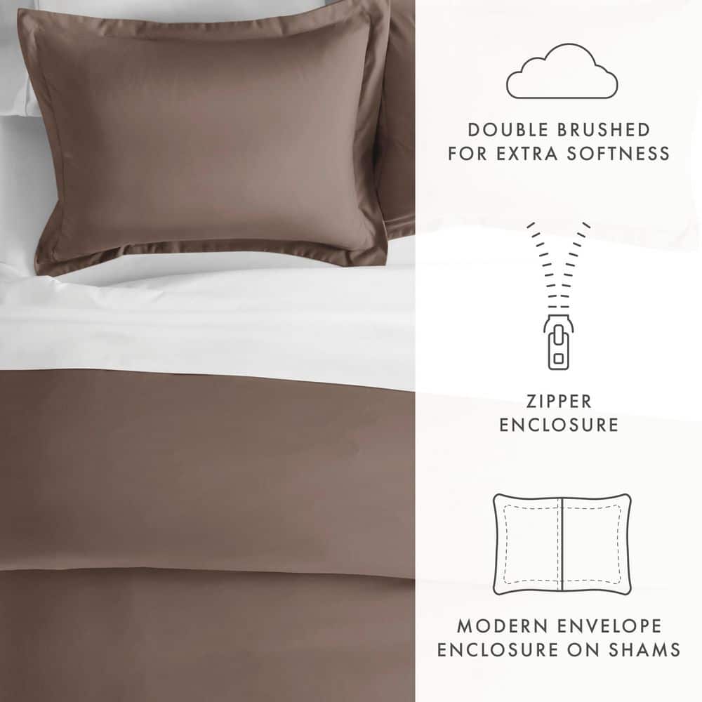 Taupe Microfiber Twin/Twin XL Duvet Cover Set with Pillow Sham