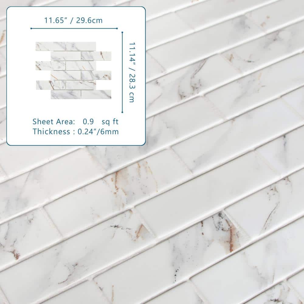 11.6" x 11.1" Calacatta Gold Recycled Glass Subway Tile