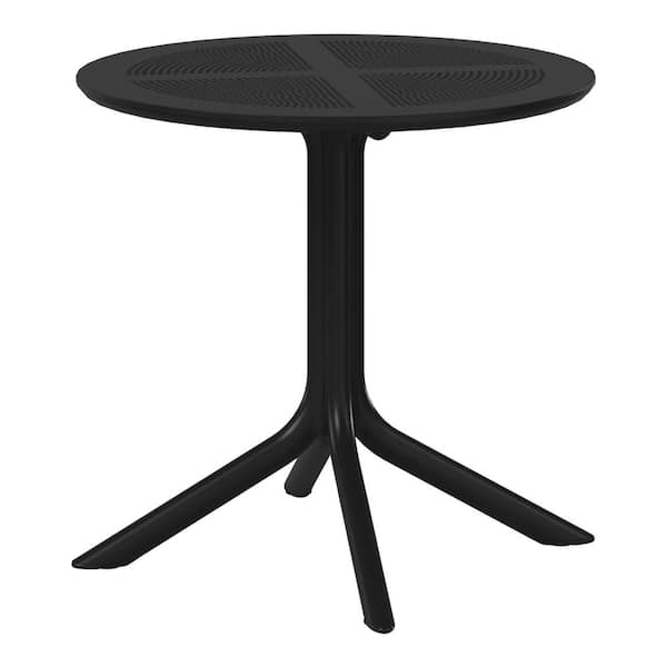 WESTIN OUTDOOR FrondandForm Modern Outdoor Patio Poly Plastic 31.5 in. Round Dining Table in Black