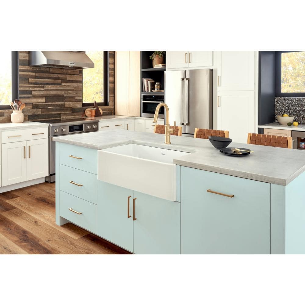 Ruvati 33" White Fireclay Reversible Farmhouse Kitchen Sink