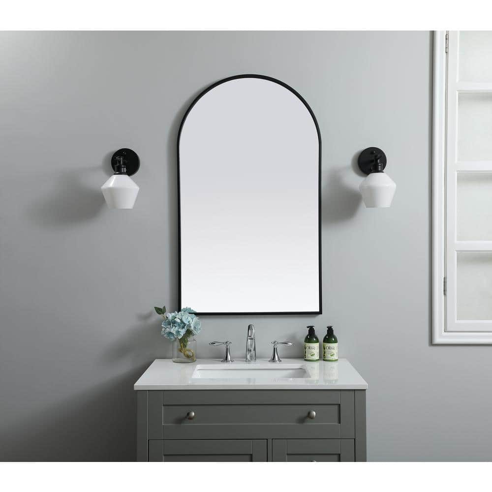 Black Arch Metal Frame Rectangular Wall Mirror