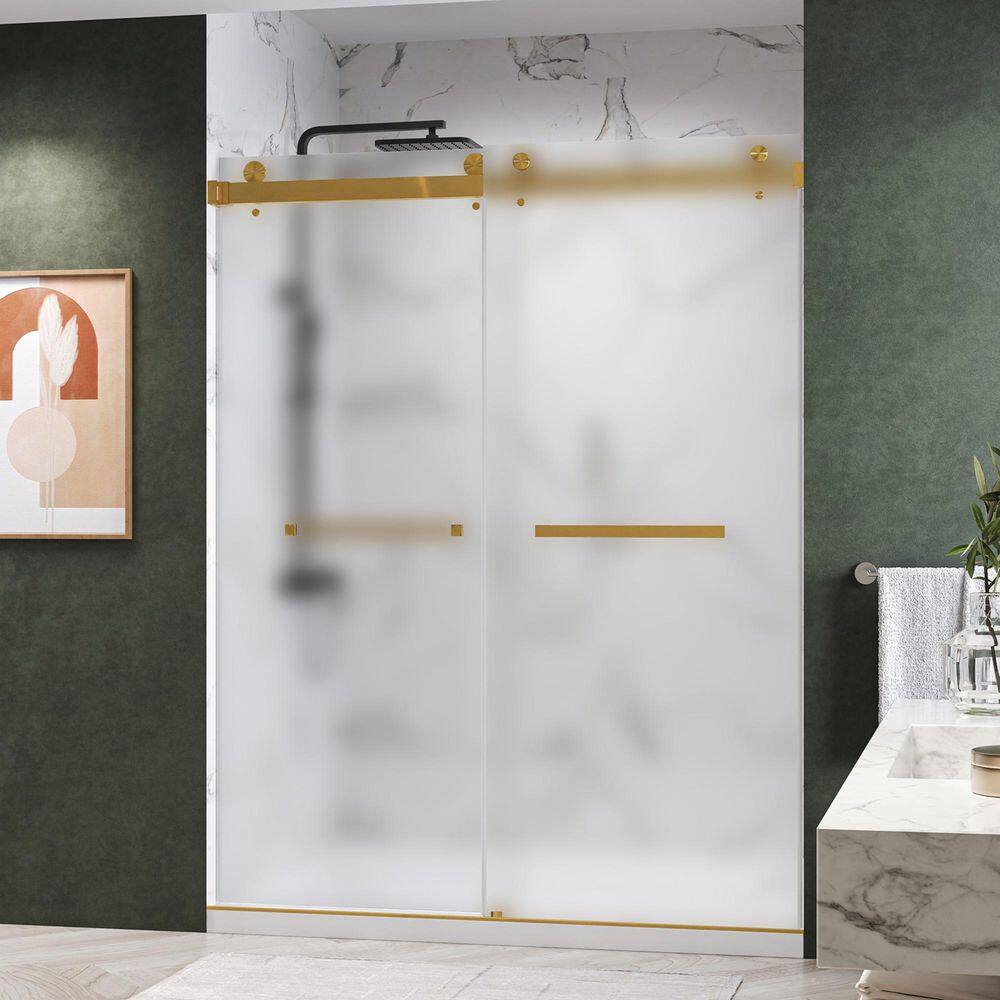 CatalystAE 45 to 48 in. W x 76 in. H Double Sliding Frameless Shower Door in Brushed Gold with 3/8 in. Obscure Glass price history on PriceWatchPro