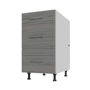 Miami Dark Ash Matte Flat Panel Stock Assembled Base Kitchen Cabinet 3 DR Base 18 In.x 34.5 In.x 27 In.