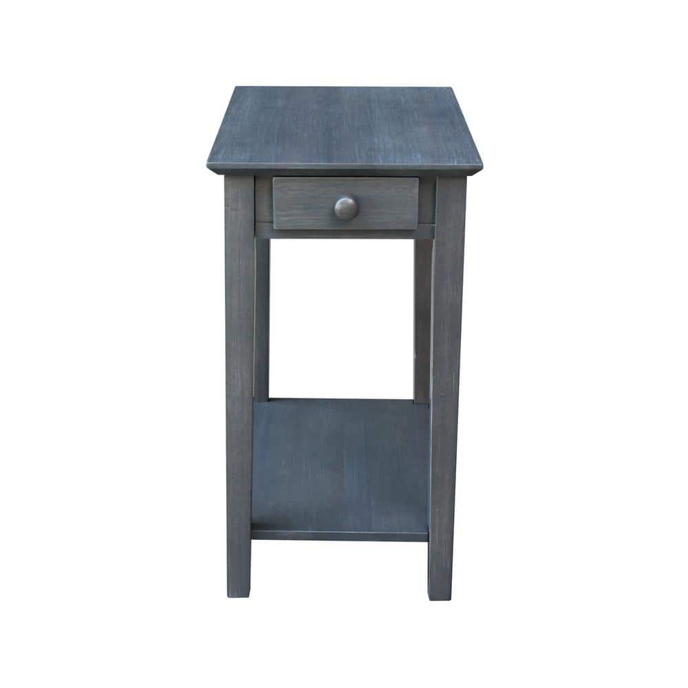 Ocean Blue Traditional Elegant Solid Parawood End Table with Storage