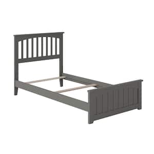 Mission Twin Traditional Bed with Matching Foot Board in Grey