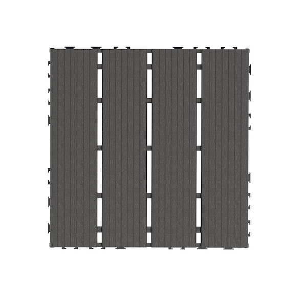 12 in. x 12 in. Patio Floor Tiles Plastic Outdoor Deck Floor Tile, Interlocking Deck Tiles in Gray (44-Pack)