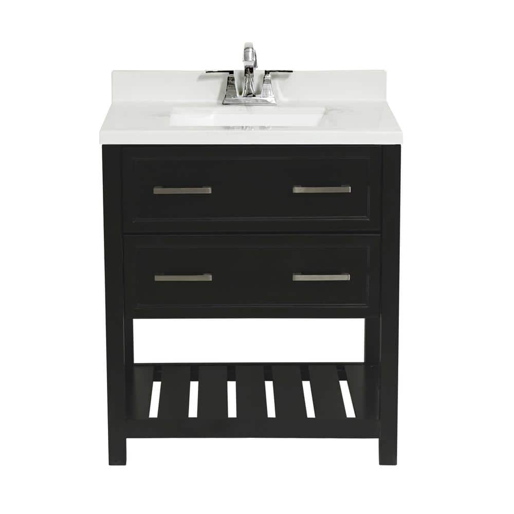 Milan 31 in. Bath Vanity in Espresso with Cultured Marble Vanity Top w/ Backsplash in Carrara White with White Basin price history on PriceWatchPro