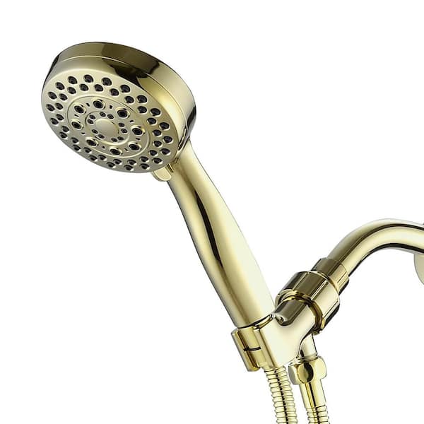YASINU 5-Spray Wall Mount Handheld Shower Head 1.8 GPM in Polished Gold (Valve Not Included)