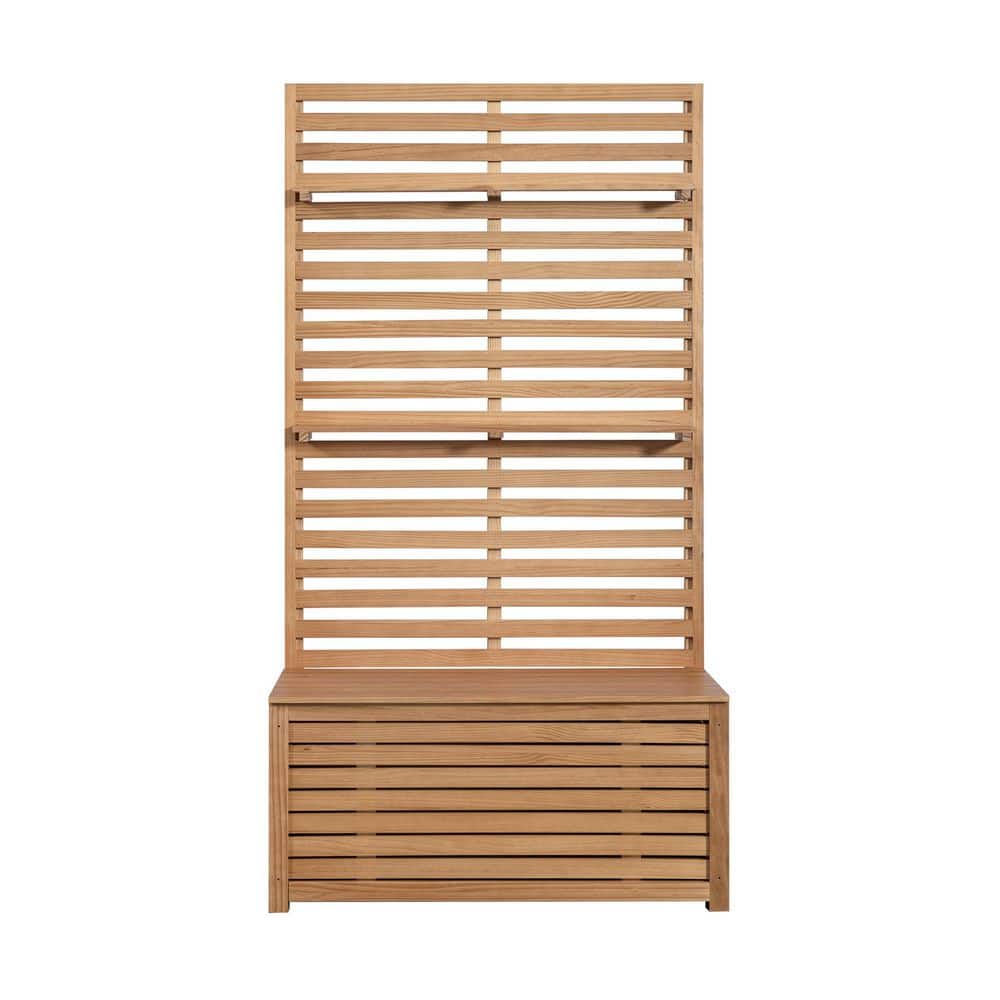 71 in. H x 37 in. W x 18 in. L Wood Natural Rectangle Pots and Planter Raised Box with Trellis for Vine Climbing Plants price history on PriceWatchPro