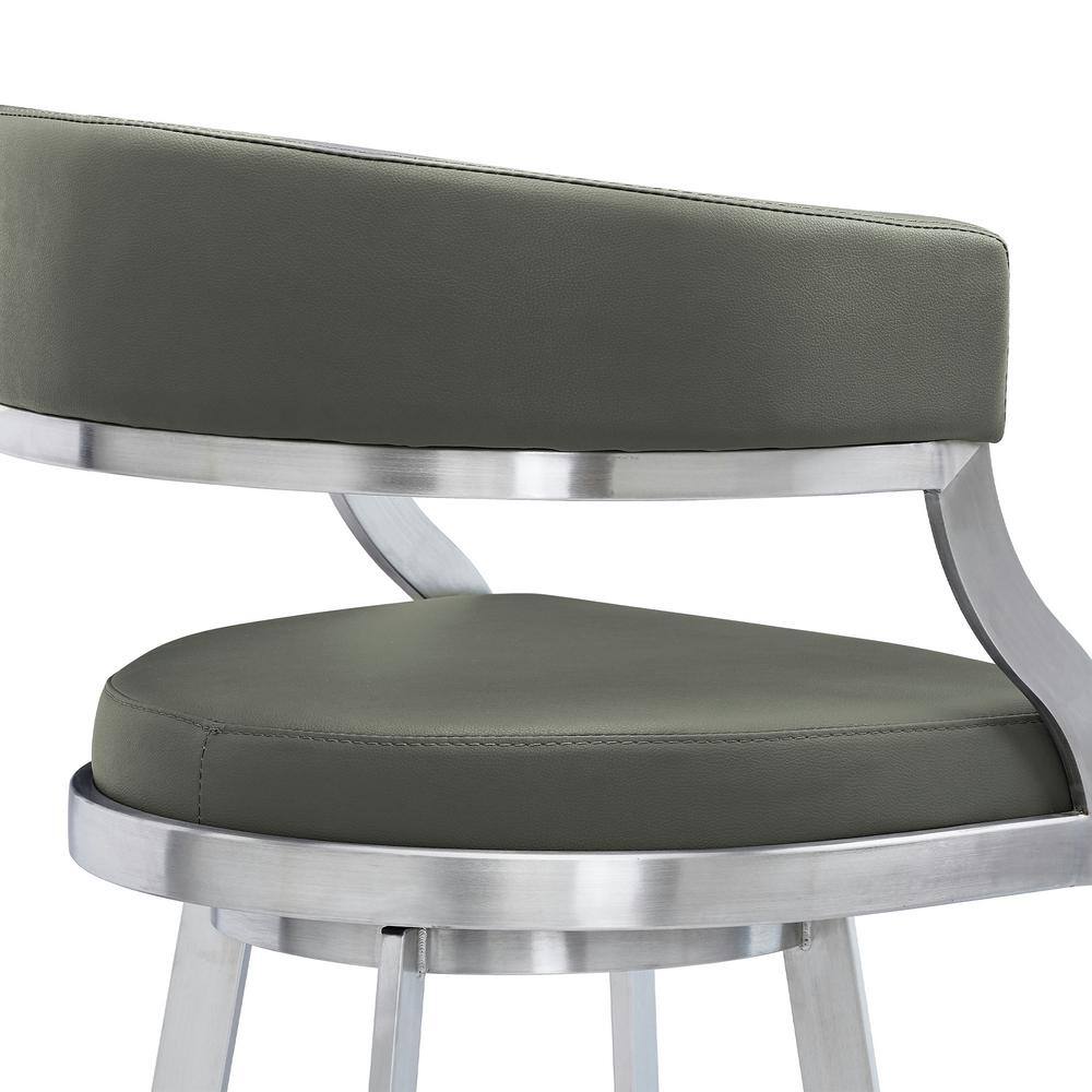 Dione 20" Gray Faux Leather Swivel Metal Bar Stool