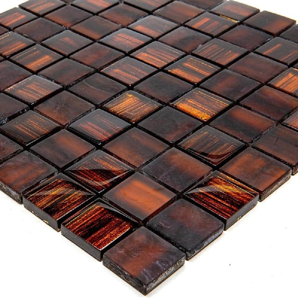 Apollo 11.3" Brown Polished and Matte Glass Mosaic Tile
