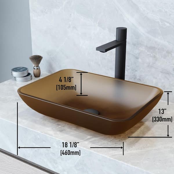 VIGO Matte Shell Sottile Amber Glass 18 in. L x 13 in. W x 4 in. H