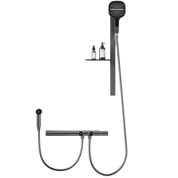 Unbranded 7-Spray Wall Mount Handheld Shower Head 1.54 GPM with High Pressure, Anti Clog Jets, Spray Gun and Tub Spout in Gun Gray