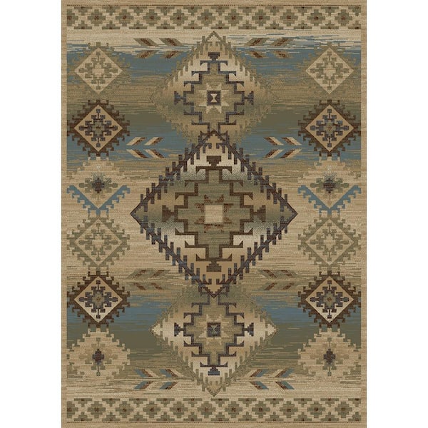 Mayberry Rug American Destination Phoenix Lodge Antique 8 ft. x 10 ft. Woven Abstract Polypropylene Rectangle Area Rug