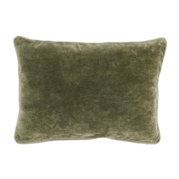 Unbranded Heirloom Velvet 14 in. x 20 in. Rectangle Solid Stonewash Moss Decorative Pillow
