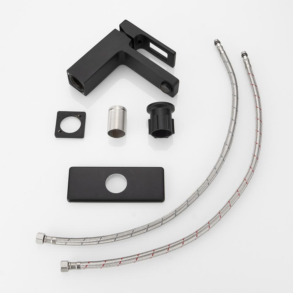 Matte Black Single-Handle Bathroom Faucet with Drain Assembly