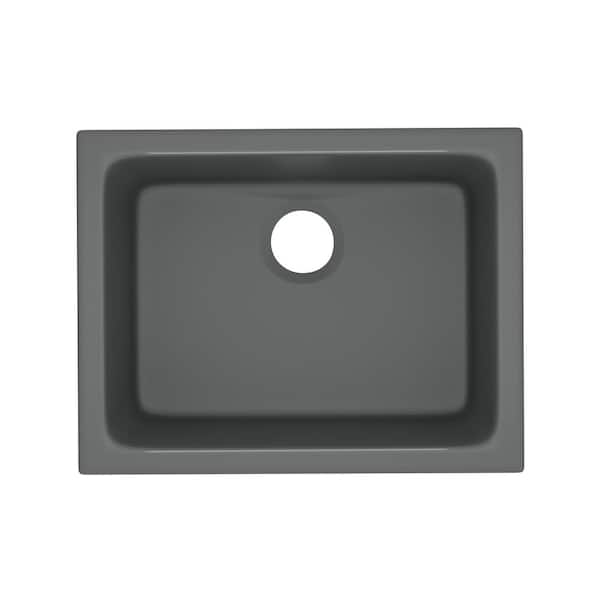 Allia Fireclay 23 .9375 in. Single Bowl Undermount Kitchen Sink in Satin Grey