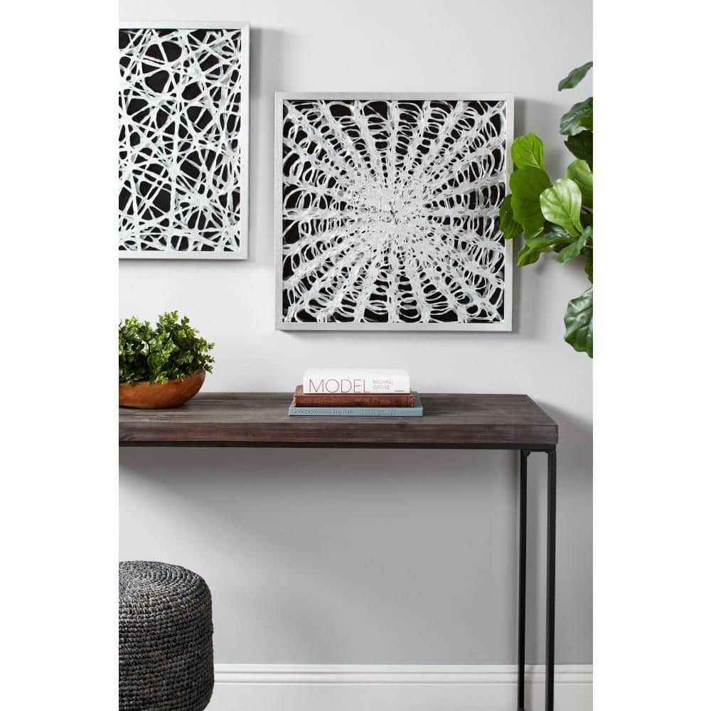 Litton Lane Large Square Modern Black and White Abstract Litton Lane Large Square Modern Black and White Abstract