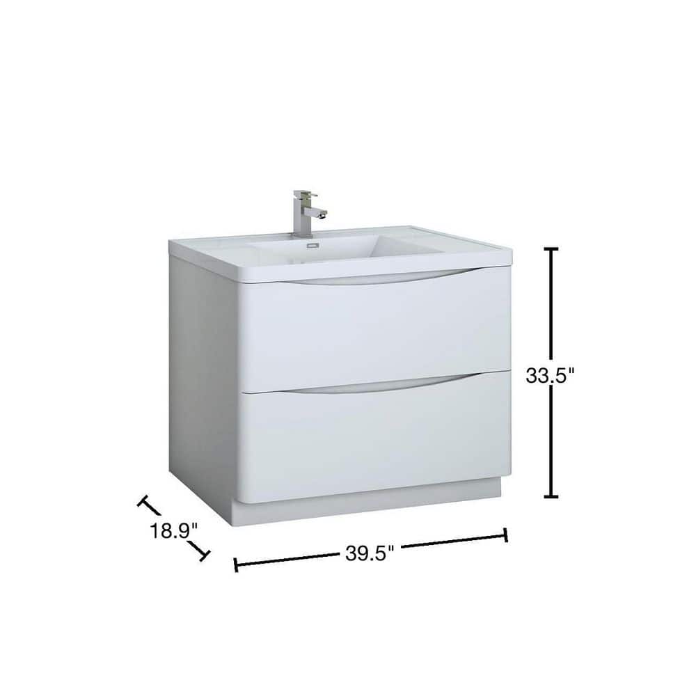 Tuscany 40" Glossy White Acrylic Single Sink Vanity