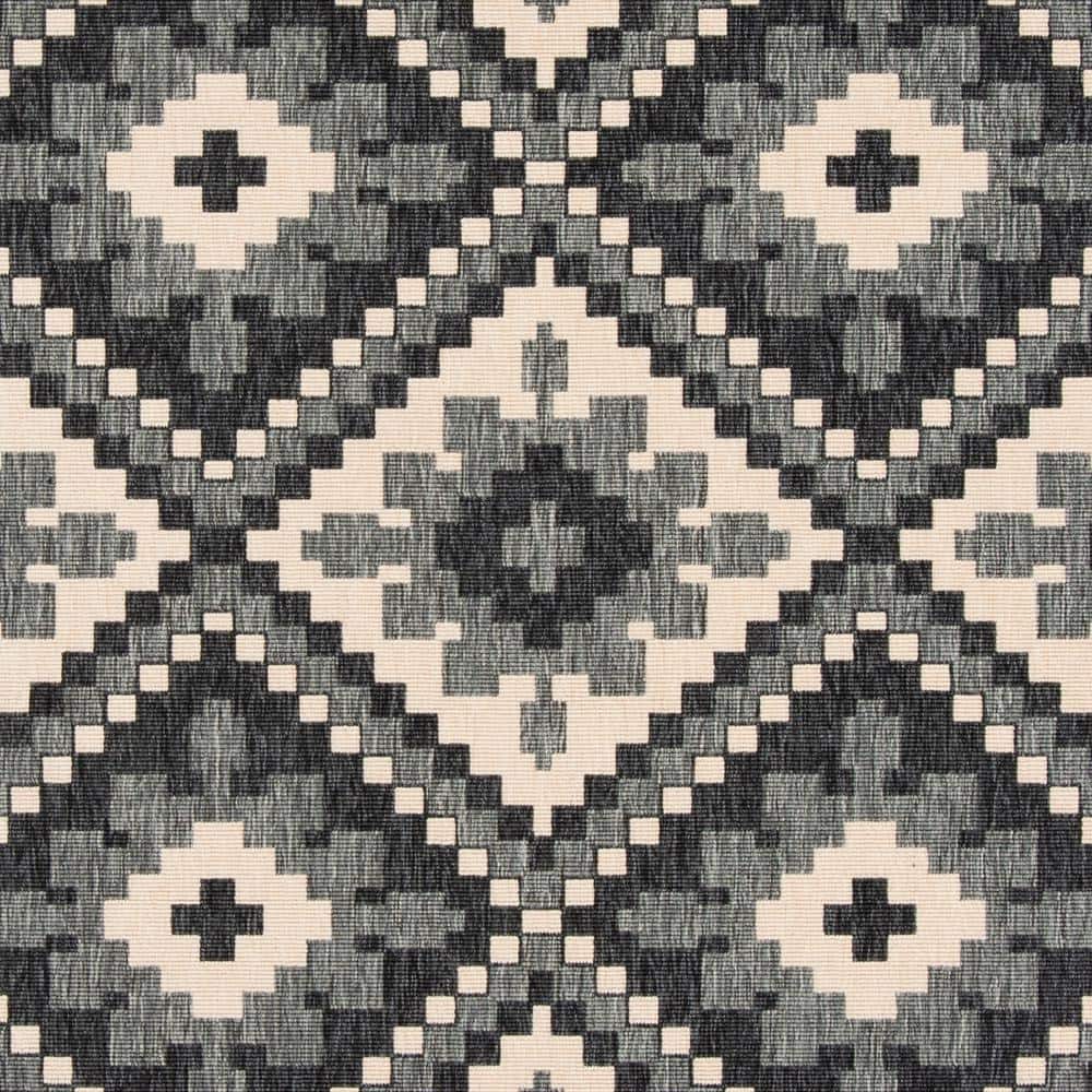 Grey and Beige Floral Synthetic Rectangular Area Rug, 4' x 5'7"