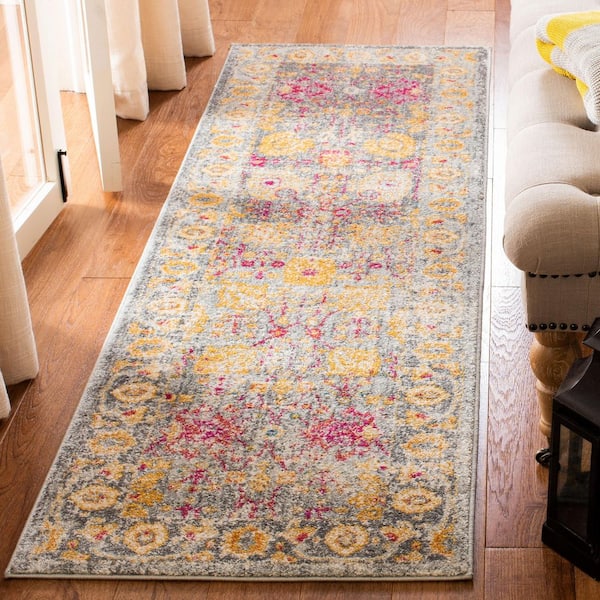 Granada Light Gray/Multi 2 ft. x 7 ft. Border Runner Rug