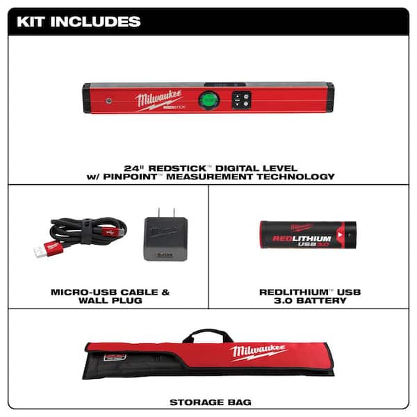 24 in. REDSTICK Digital Box Level with Pin-Point Measurement Technology and 7 in. Rafter Square