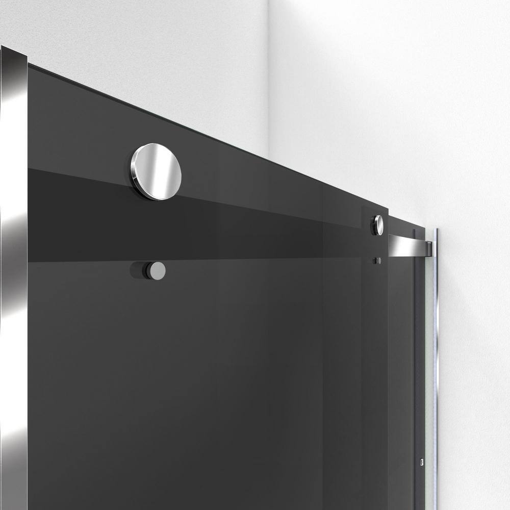 Smoke Gray Frameless Glass Bypass Shower Door with Chrome Finish