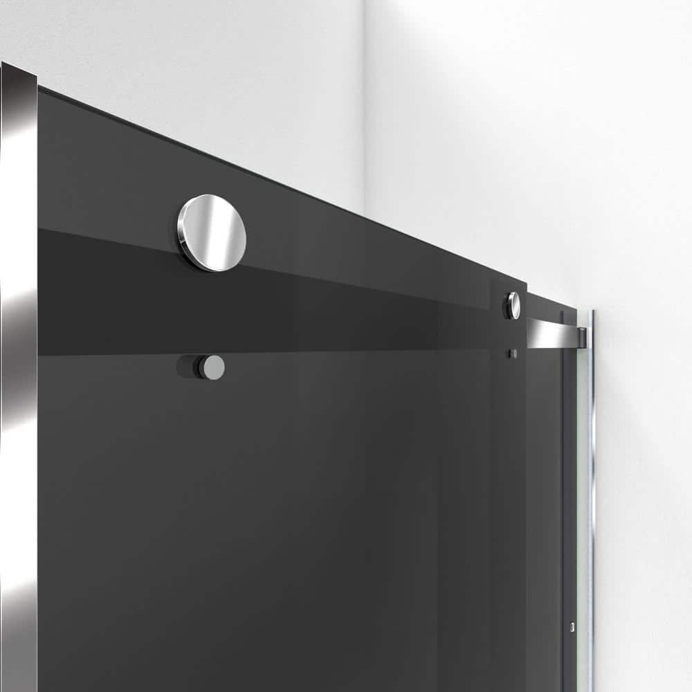 Smoke Gray Frameless Glass Bypass Shower Door with Chrome Finish