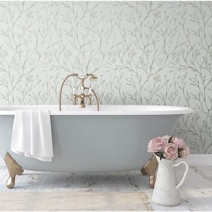 28.18 sq. ft. Tree Branches Blue Peel and Stick Wallpaper