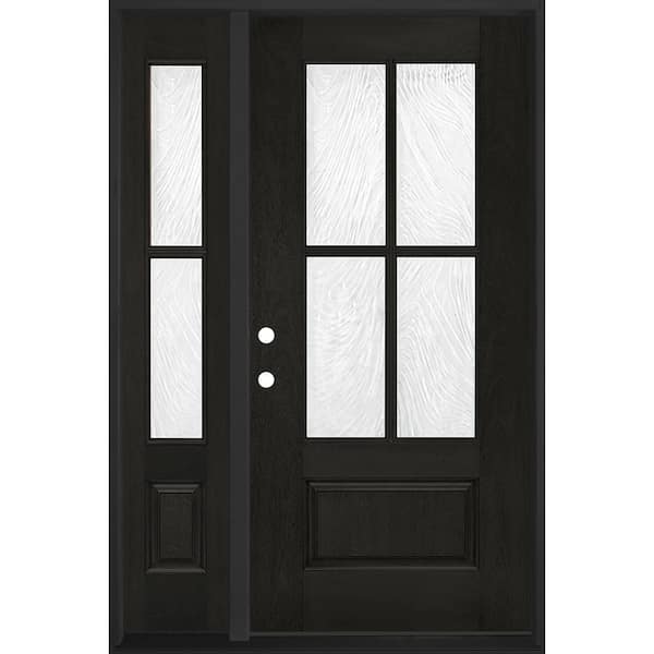 Steves & Sons 51 in. x 80 in. Regency 3/4-Lite 4SDL Brook Deco Glass RHIS Onyx Fiberglass Prehung Front Door 12 in SL_6-9/16 in. Jamb