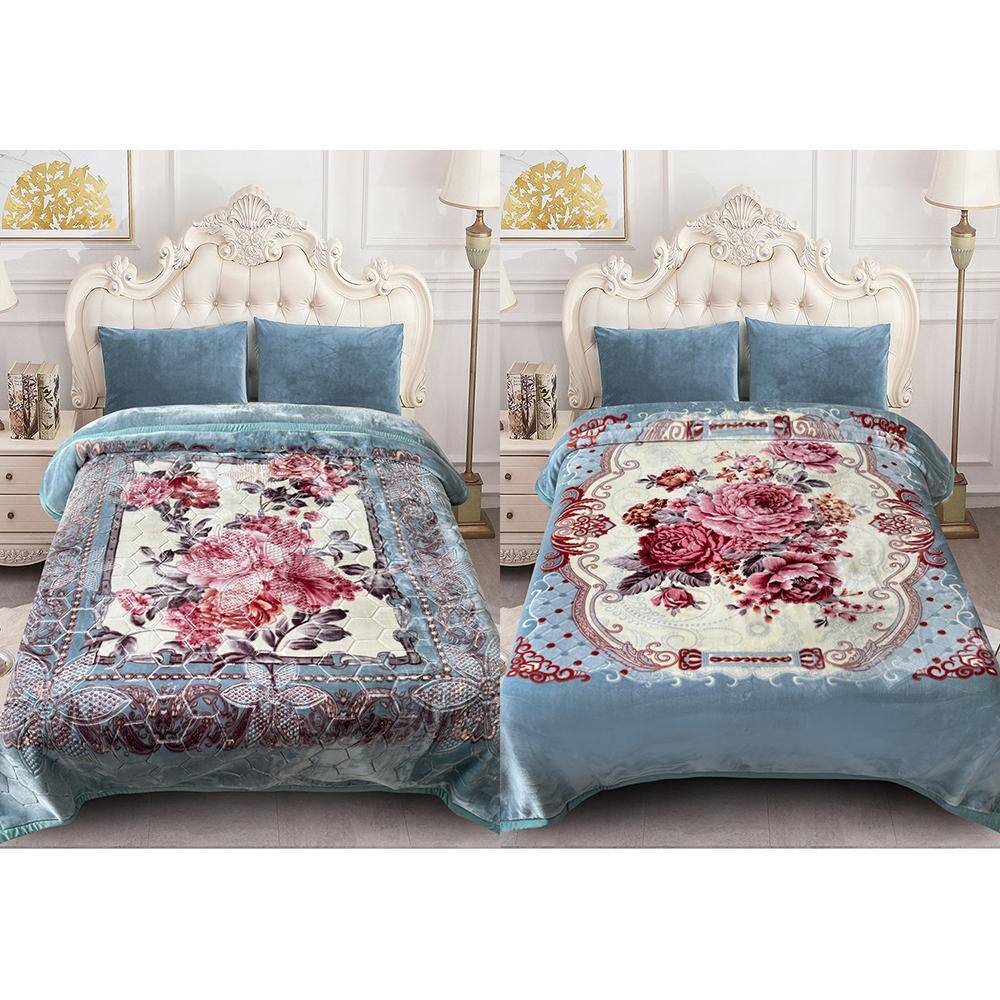 Aqua Rose 2-Ply Reversible Polyester Fleece Mink 85 in. x 95 in. 10 lbs. Winter Blanket price history on PriceWatchPro