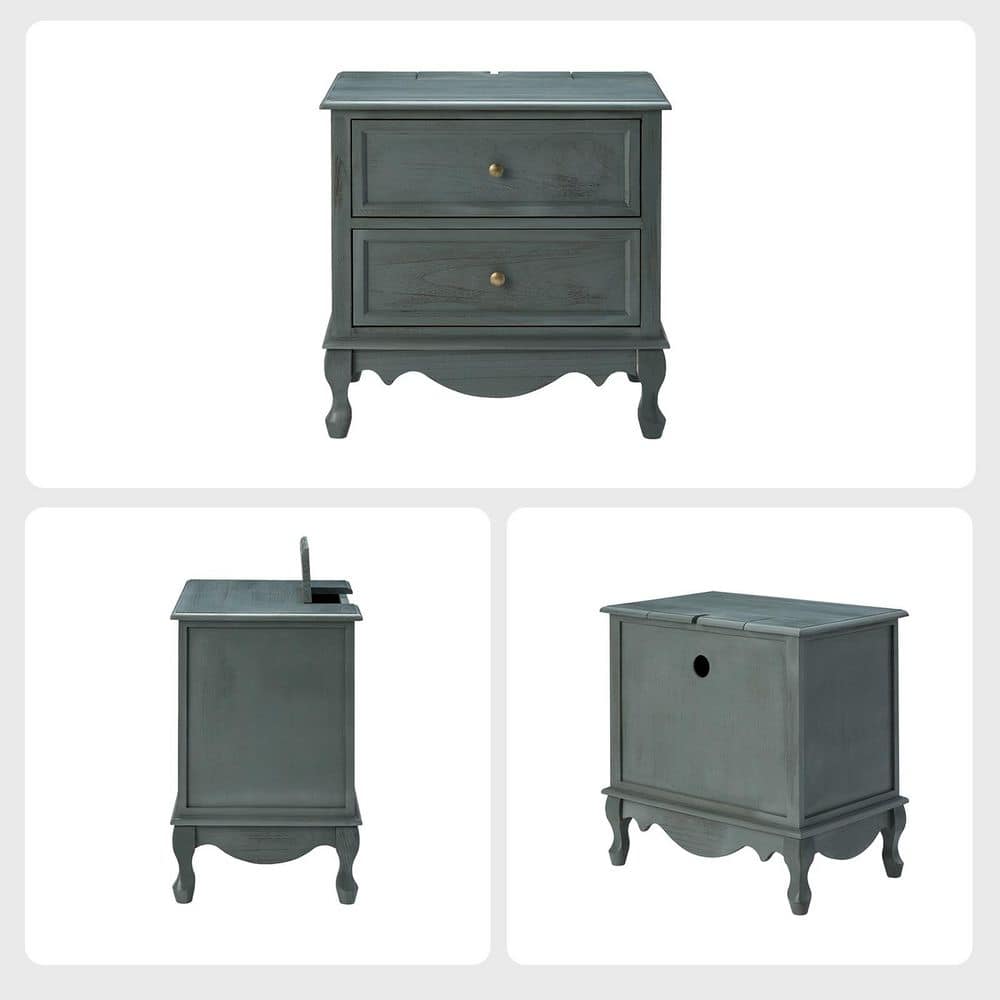 Elpenor 24"Wx16"Dx24"H Tall 2 - Drawer Walnut Nightstand Set of 2 - thumbnail 9