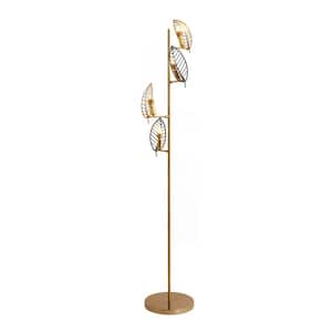 64.2 in. Gold Modern 4-Light Standard Floor Lamp for Living Room, No Bulbs Included