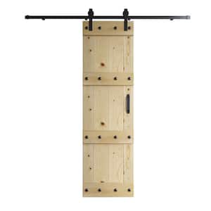 Castle Series 24 in. x 84 in. Unfinished DIY Knotty Pine Wood Sliding Barn Door with Hardware Kit