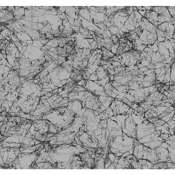 Seabrook Designs Paint Splatter Silver Glitter and Ebony Paper Strippable Roll (Covers 60.75 sq. ft.)