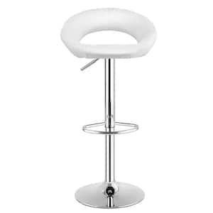 Adjustable 39.5 in. White Arc Back Metal 31.5 in. Bar Stools with PU Leather Seat Kitchen Counter Chairs (Set of 4)