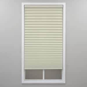 Cut-to-Width Ecru Cordless Light Filtering Polyester 1 in. Pleated Shade 23 in. W x 64 in. L