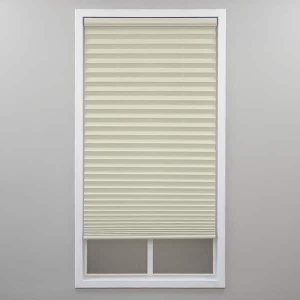 Perfect Lift Window Treatment Cut-to-Width Ecru Cordless Light Filtering Polyester 1 in. Pleated Shade 34 in. W x 64 in. L