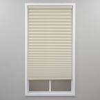 Cut-to-Width Ecru Cordless Light Filtering Polyester 1 in. Pleated Shade 42 in. W x 64 in. L