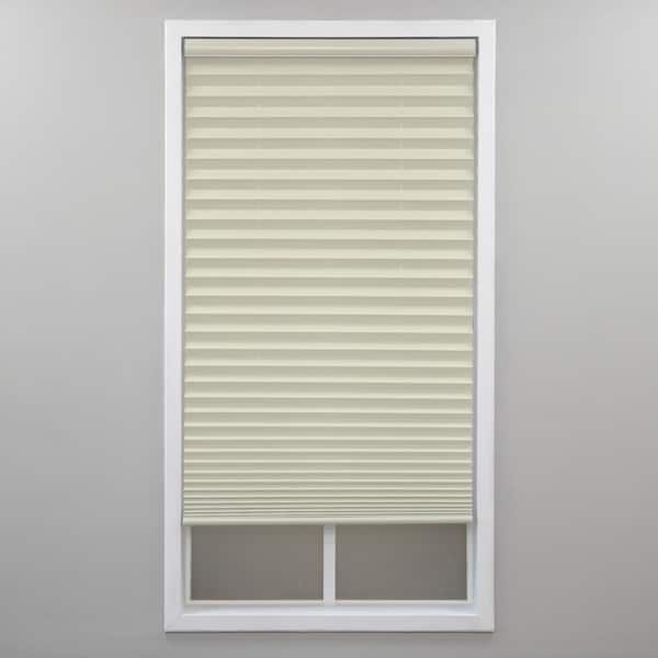 Ecru Cordless Light Filtering Polyester Pleated Shades - 72 in. W x 48 in. L
