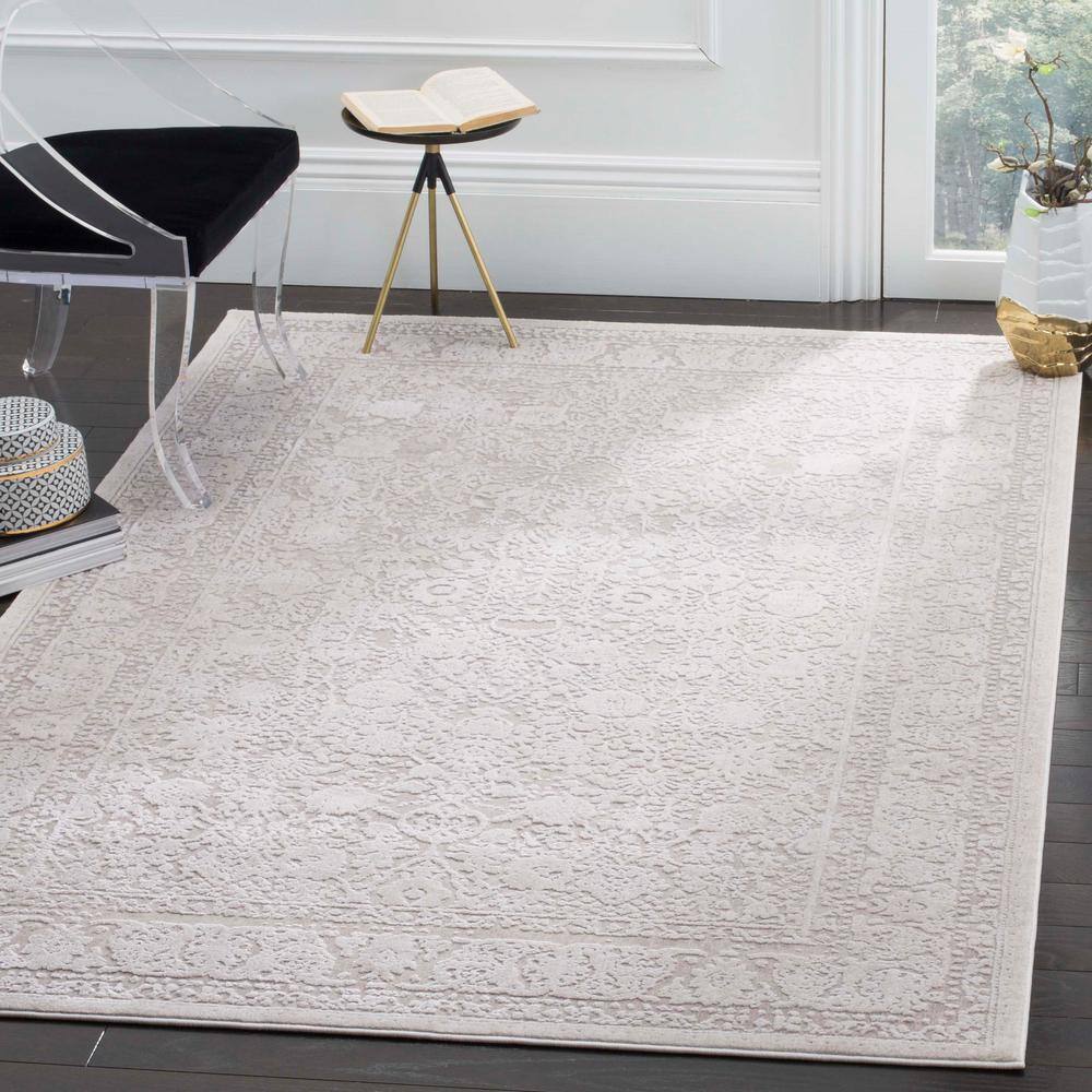 Elegant Beige/Cream Floral Synthetic 9' x 12' Area Rug