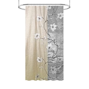 72 in. x 96 in. Magnolia Gray Shower Polyester Curtain