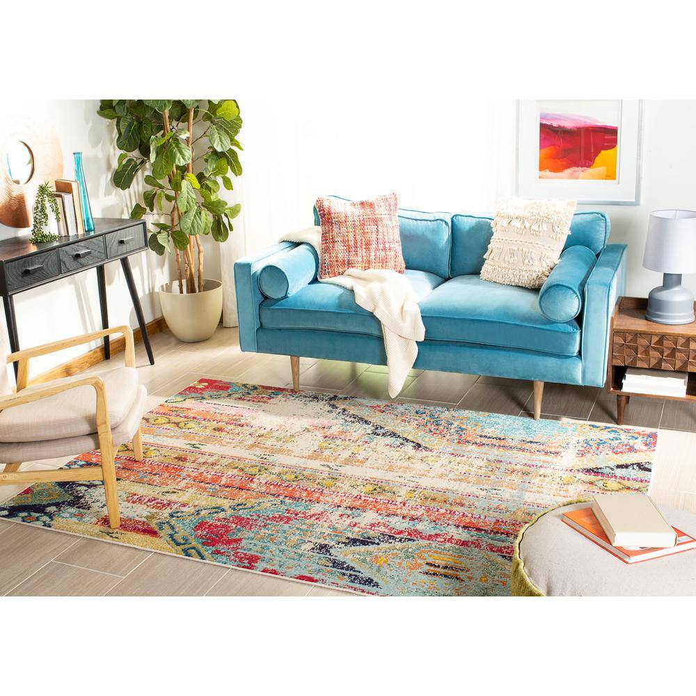 Metro-Mod Chic Blue Synthetic 4' x 6' Hand-Knotted Area Rug