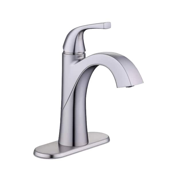 Glacier Bay Atterbury Single Hole Single-Handle High-Arc Bathroom Faucet in Brushed Nickel