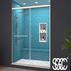 44-48 in. W x 70 in. H Sliding Framed Shower Door in Brushed Nickel with 1/4 in. (6 mm) Clear Glass