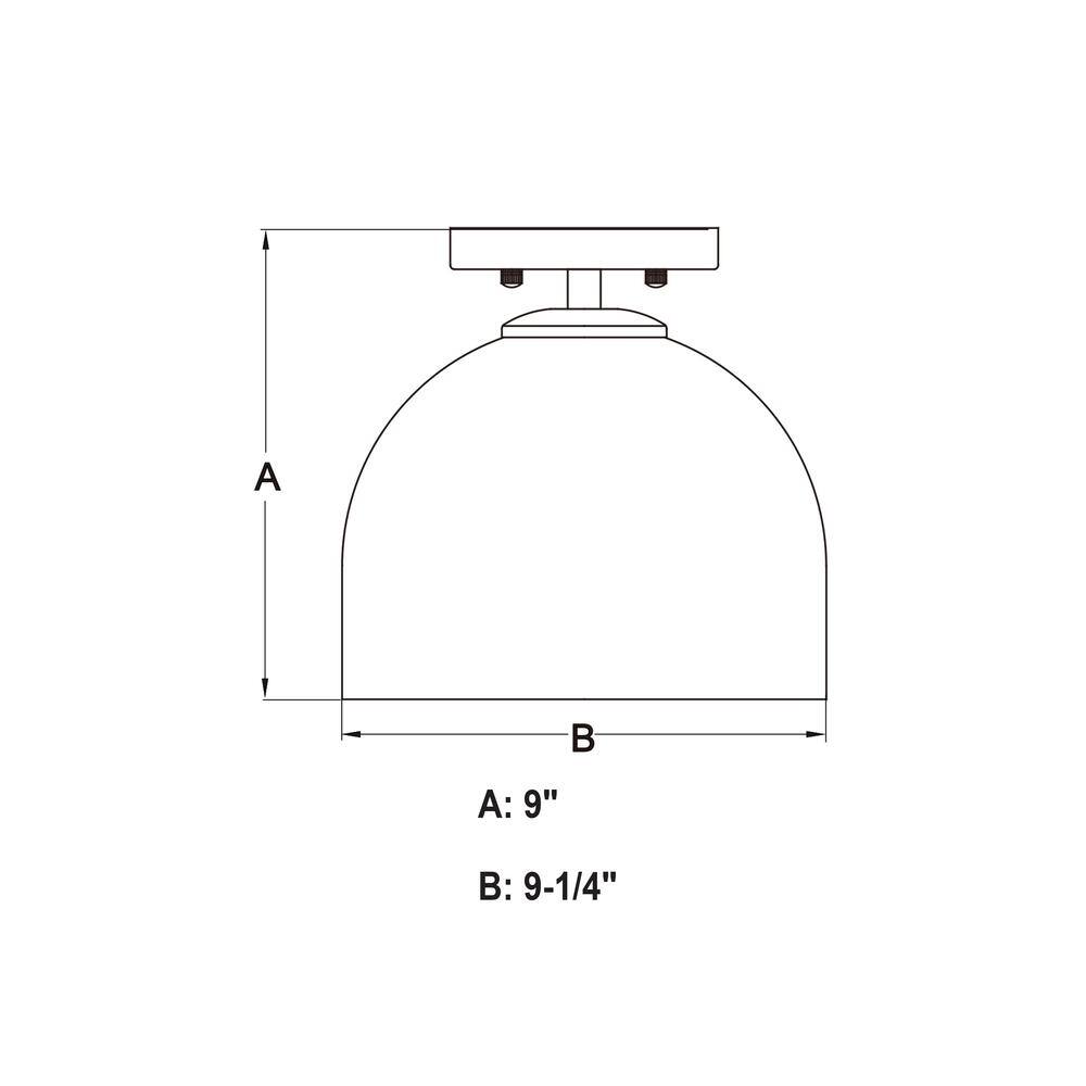 Shelby 9.25-Inch Brass and White Glass Semi-Flush Mount Light