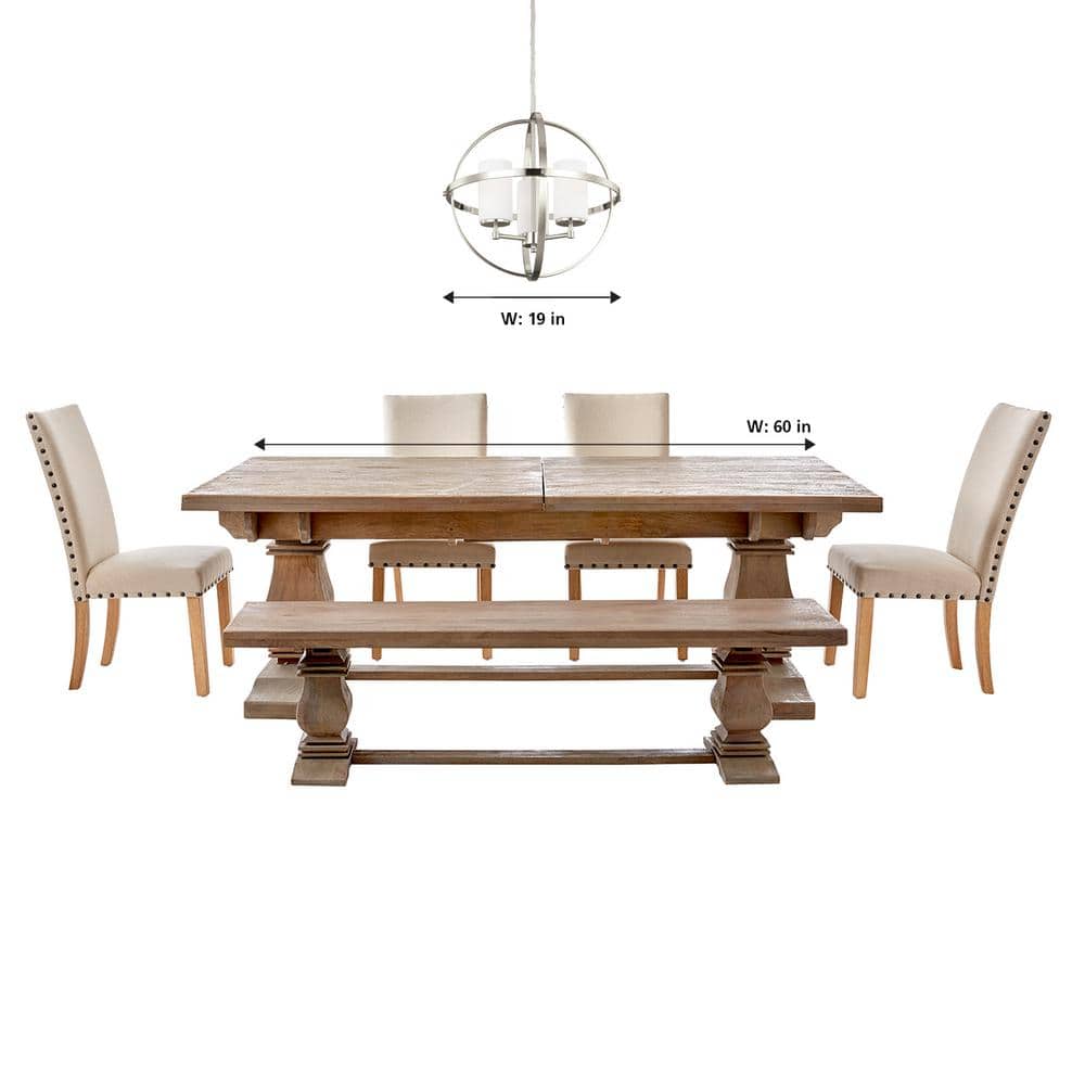 Alturas Brushed Nickel 3-Light Chandelier with Etched Glass